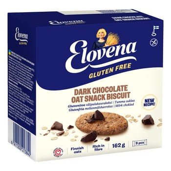 elovena gluten free ciasteczka owsiane z gorzką czekoladą 162 g. produkt bezglutenowy. 014e8cbab799f5097a30222a2e940547