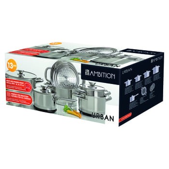 zestaw garnków ze stali nierdzewnej 13 elementów urban bc2d1d9fdd41f5d44e112345f8ac710d