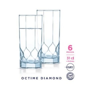 komplet 6 szklanek wysokich 310 ml octime diamond