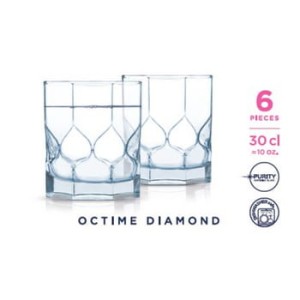 komplet 6 szklanek niskich 300 ml octime diamond