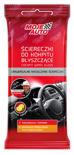 Nasączone ściereczki czyszczące do kokpitu błyszczące 24 szt Moje Auto Nasączone ściereczki czyszczące do kokpitu błyszczące 24 szt Moje Auto