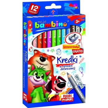 Bambino kredki w oprawie drewnianej 12 kolorów w opakowaniu kartonowym 64546986930356b056b0c39eb2343753
