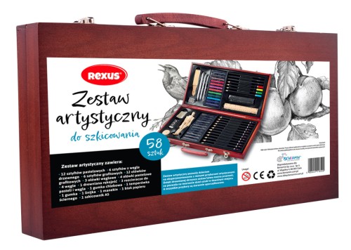 Zestaw artystyczny do szkicowania 58 elementów REXUS