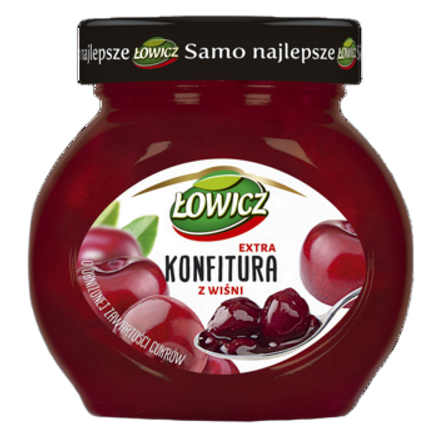 Konfitura extra z wiśni obniżonej zawartości cukrów Łowicz 240 g Konfitura extra z wiśni obniżonej zawartości cukrów Łowicz 240g