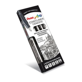 Pentel Komplet 5 cienkopisów Pointliner S20P - czarne 08afb5c0e1b6a189e53296e16422dbf8