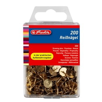 Pinezki metalowe Herlitz 200 sztuk w plastikowym opakowaniu 20ebf3c9bb3c4b77c2a13531fd33ea52