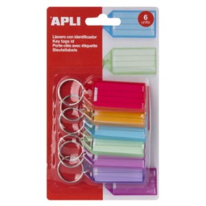 Zawieszki na klucze APLI 29x56 mm 6szt mix kolorów