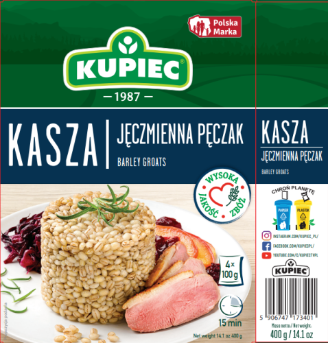 Kasza jęczmienna pęczak Kupiec 4x100g