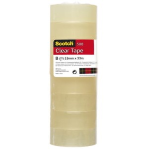 Scotch® 508, taśma przezroczysta żółta, 19mm x 33m x 8 rolek w słupku
