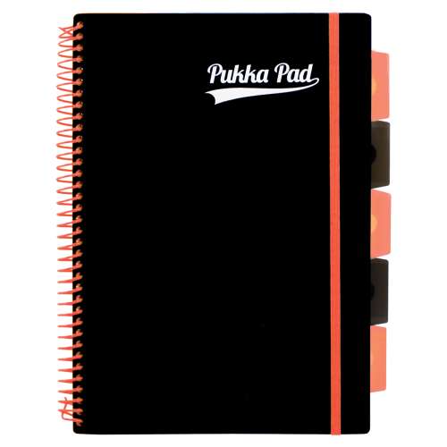 Pukka Pad Kołozeszyt PP Neon Black A4 pomarańczowy kratka Pukka Pad Kołozeszyt PP Neon Black A4 pomarańczowy kratka