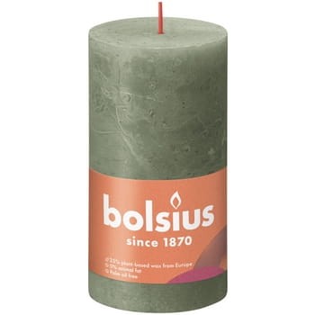 Bolsius Świeca pieńkowa rustic 130/68 Shine Zielona oliwka 2312a89c470945bb2aba304e2996feed