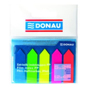 Zakładki indeksujące DONAU PP 12x45mm 5x25kartek strzałka mix kolorów