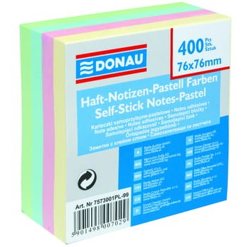 Kostka samoprzylepna Donau 76x76 mm 1x400 pastel 2ad9153397c67565ac1a0e51c9b7abad