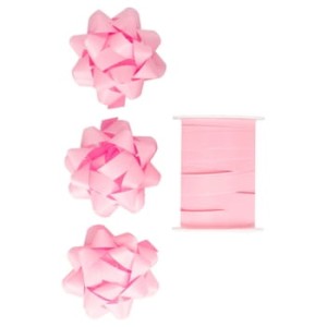 Zestaw do pakowania prezentów INCOOD wstążka i rozetki różowy
