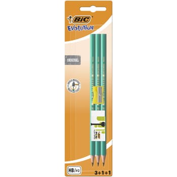 BIC Evolution Original 650 HB Ołówek bez gumki zestaw blister 3+1+1 sztuki 36da4d9c178059f9e0b5436d0a2574d4