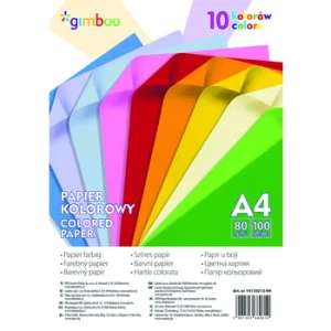 Papier kolorowy Gimboo A4 100 arkuszy neon mix kolorów