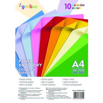 Papier kolorowy Gimboo A4 100 arkuszy neon mix kolorów 856335bad704ed4137ecdb8731101096