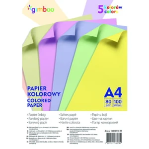 Papier kolorowy Gimboo A4 100 arkuszy pastel mix kolorów