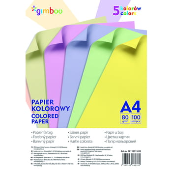 Papier kolorowy Gimboo A4 100 arkuszy pastel mix kolorów 13589429b6ecc54efcf2f38b3c889b68