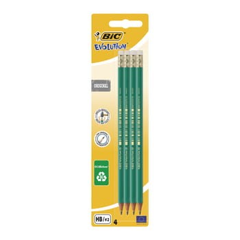 BIC Evolution Original 655 ołówek grafitowy z gumką blister 4 sztuki 3e9e223b9521bc61d49479da28d83532