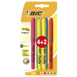 BIC Highlighter Grip zakreślacz miks kolorów blister 4+2