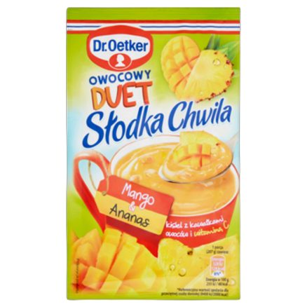 Kisiel mango i ananas z kawałkami owoców Słodka Chwila Dr. Oetker 32 g Kisiel mango i ananas z kawałkami owoców Słodka Chwila Dr. Oetker 32g