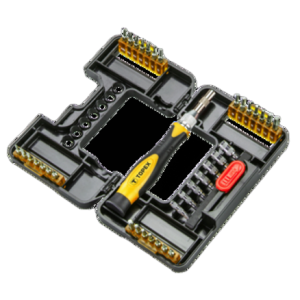 Końcówki wkrętakowe precyzyjne z uchwytem, 37 szt.