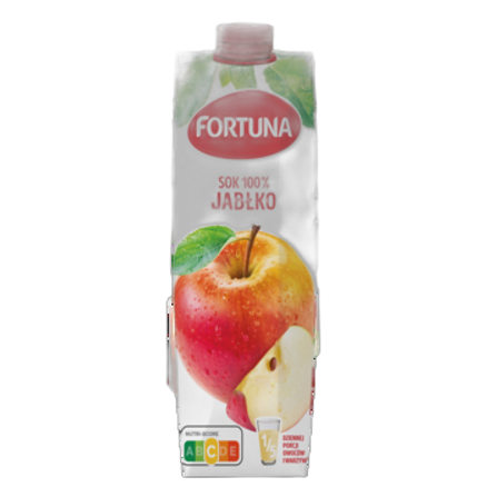 Sok 100% jabłkowy Fortuna 1 l Sok 100% jabłkowy Fortuna 1l