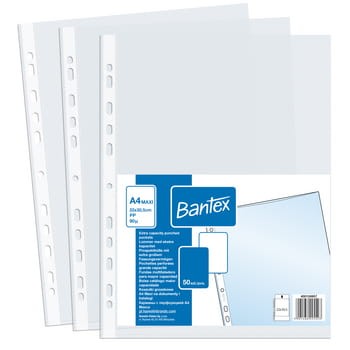 Koszulki groszkowe poszerzane Bantex, A4 maxi, opakowanie 50 sztuk f840d6271b02764a9ff550c6d41ee894