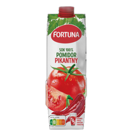 Sok 100% pomidorowy pikantny Fortuna 1 l Sok 100% pomidorowy pikantny Fortuna 1l
