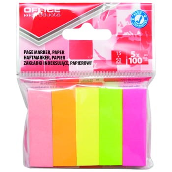 Zakładka indeksująca OFFICE PRODUCTS 15x50mm zawieszka mix 81b8476dd795b447f64835828f117790
