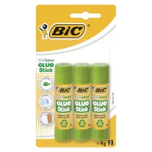 BIC ECOlutions Glue Stick 8 g ekologiczny klej w sztyfcie blister 3 sztuki