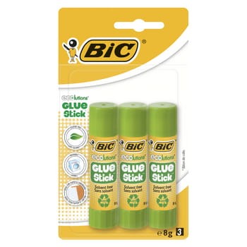 BIC ECOlutions Glue Stick 8 g ekologiczny klej w sztyfcie blister 3 sztuki 5be541103a024841a83cb4c096340c7e
