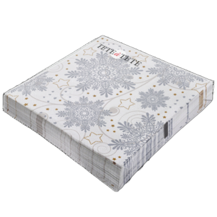Serwetki Tete a Tete Snowflakes Silver 3-warstwowe 33x33cm składane 1/4 20szt. w paczce Serwetki Tete a Tete Snowflakes Silver 3-warstwowe 33x33cm składane 1/4 20szt. w paczce