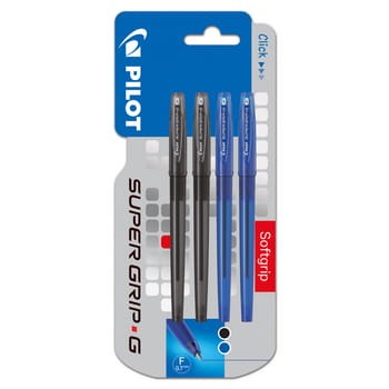 Pilot Super Grip G długopis ze skuwką niebieski 2szt + czarny 2 szt 3eaf5edf30d01c6de963a9c3e7c91899