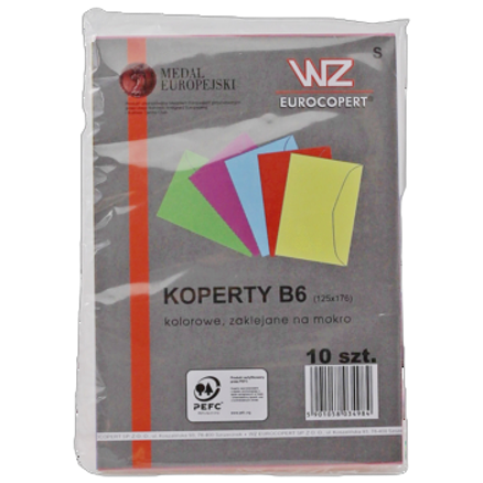 Koperta B-6 apla Couvertic, mix kolorów, (foliowana po 10 sztuk) Koperta B-6 apla Couvertic, mix kolorów, (foliowana po 10 sztuk)