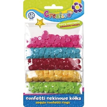 Confetti cekinowe kółka na blistrze - mix 5 kolorów intensywnych 1000 sztuk 4cf385d3cf67f7d0ff8887bf7953f4db