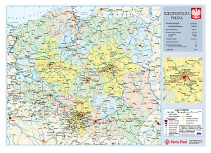 Biuwar z mapą polityczną Polski