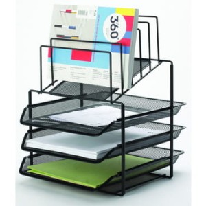 Zestaw na biurko Q-CONNECT Office Set metalowy z sorterem dokumentów 3 szufladki czarny