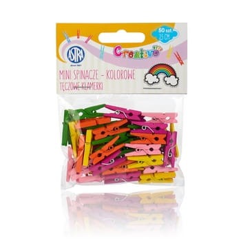 Mini spinacze drewniane kolorowe 50 sztuk - Tęczowe klamerki 84c52ee54c766c7730c03a363619828b