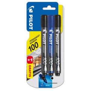 Pilot marker permanentny SCA-100 1x czarny + 1x niebieski + 1x czarny