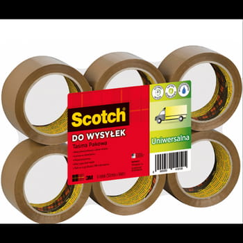 Taśma pakowa Scotch® do wysyłek, mocna, brązowa, 50 mm x 66 m, 6 szt. 4156dd122dc85e3c4f95058f0107b1d0