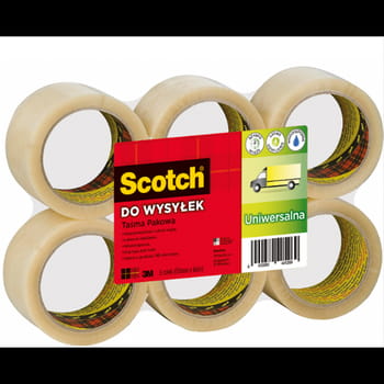 Taśma pakowa Scotch™ do wysyłek, uniwersalna, przezroczysta, 50 mm x 66 m (zgrzewka 6 szt.) 00042071af19b561b540383e366dfa7b