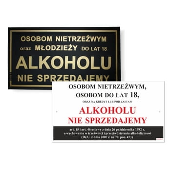 Korfed Tabliczka Osobom nietrzeźwym oraz osobom do lat 18 alkoholu nie sprzedajemy mix x 1 szt. dfb4295b8dc90fdea63ed6c4876281f5