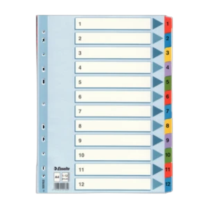 Przekładki kartonowe Mylar A4 Esselte, biały 1-12
