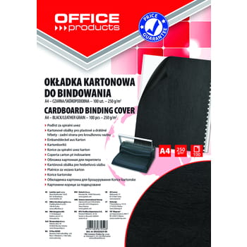 Okładki do bindowania OFFICE PRODUCTS karton A4 250 gsm skóropodobne 100szt czarne 2cdf96ee5b350f4a24b60bc1f9726a25