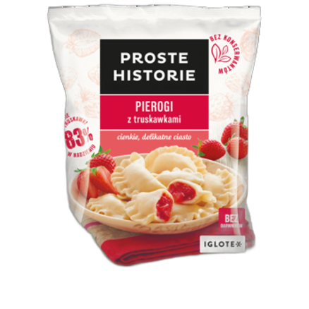 Mrożone pierogi z truskawkami Proste Historie 450 g Mrożone pierogi z truskawkami Proste Historie 450g
