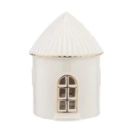 Domek Led 9x9x12,5 cm okrągły porcelanowy ze złotą linią Altom Design