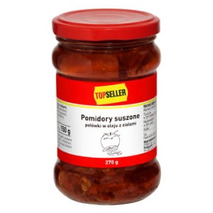 TOPSELLER Pomidory suszone połówki w oleju z ziołami 270 g/150 g