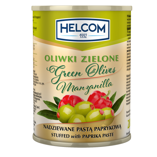 Oliwki zielone nadziewane papryką 300 ml HELCOM Oliwki zielone nadziewane papryką 300ml HELCOM